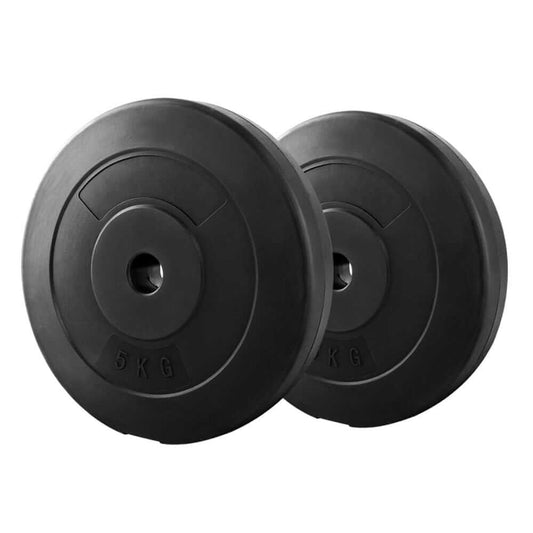 2 x 5KG Barbell Weight Plates Standard Home Gym Press Fitness Exercise Rubber Sports & Fitness