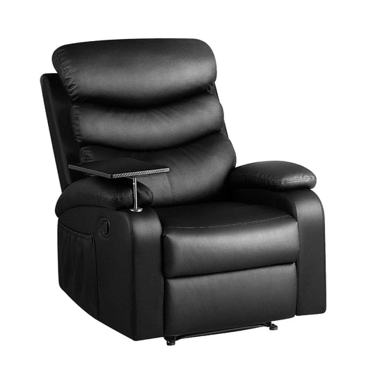 Recliner Chair Armchair Lounge Sofa Chairs Leather Black Tray Table Arm Chairs, Recliners & Sleeper Chairs